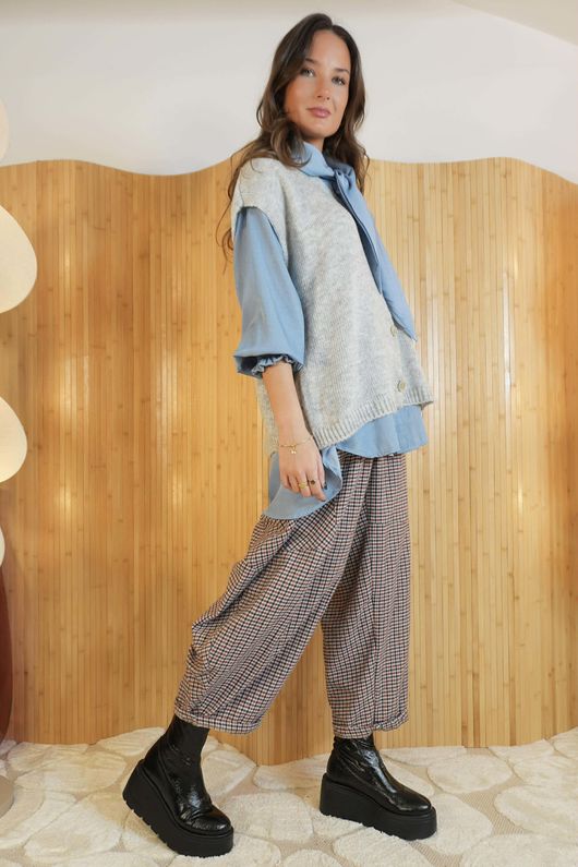 Etta Slouch Knit Layering Tank Light Grey Marl